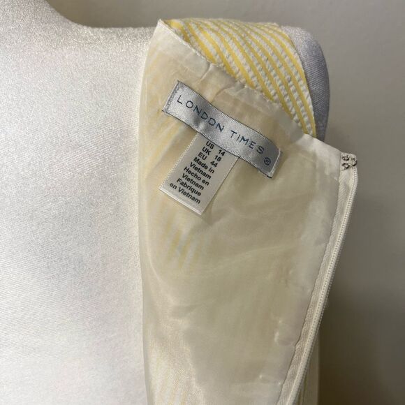 LONDON TIMES Women’s Seersucker Lace Dress Size 14 - Picture 3 of 6